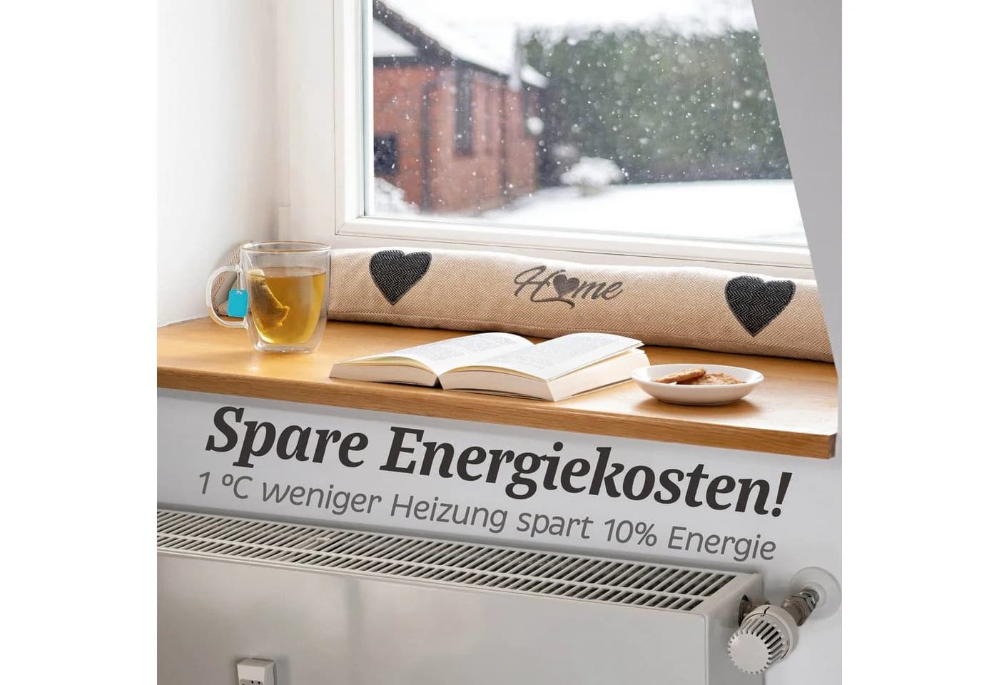 Praknu Zugluftstopper 90cm Beige Waschbar Extra Schwer - Bild 3