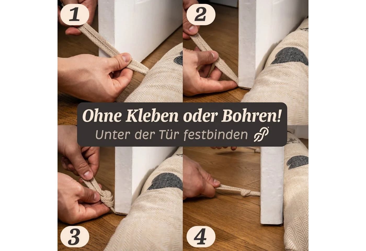 Praknu Zugluftstopper 90cm Beige Waschbar Extra Schwer - Bild 5