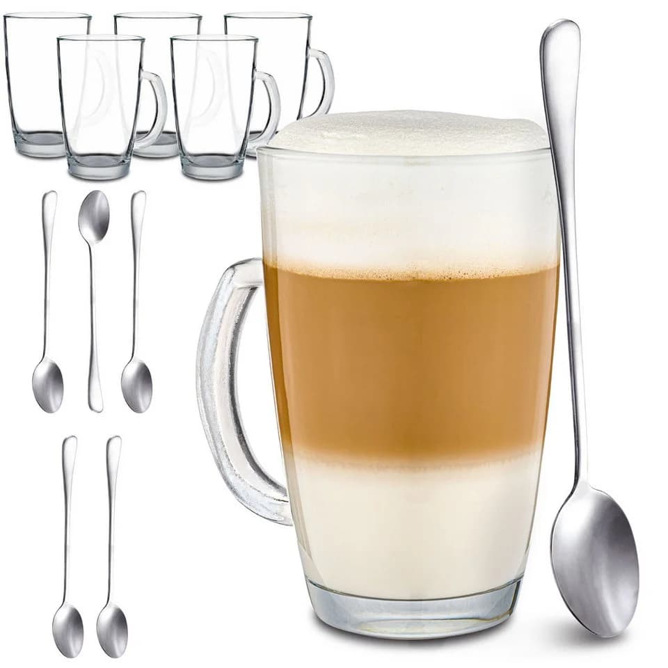 Cosumy Latte Macchiato Gläser Set 6-tlg. mit Henkel & Löffel Glas Transparent - Bild 2