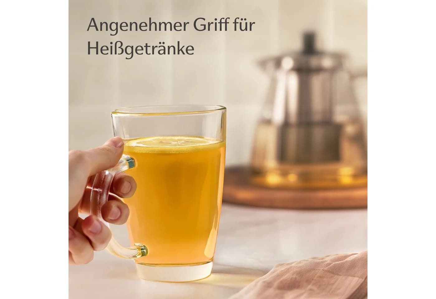 Cosumy Latte Macchiato Gläser Set 6-tlg. mit Henkel & Löffel Glas Transparent - Bild 5