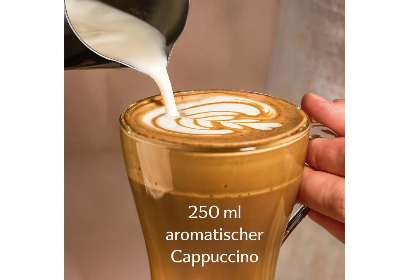 Cosumy Cappuccino Gläser Set 6-tlg. mit Henkel & Löffel, 250ml, Glas - Bild 4