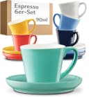Cosumy Espressotassen Set 6-tlg. mit Untertassen Keramik 70ml Bunt Bild 2