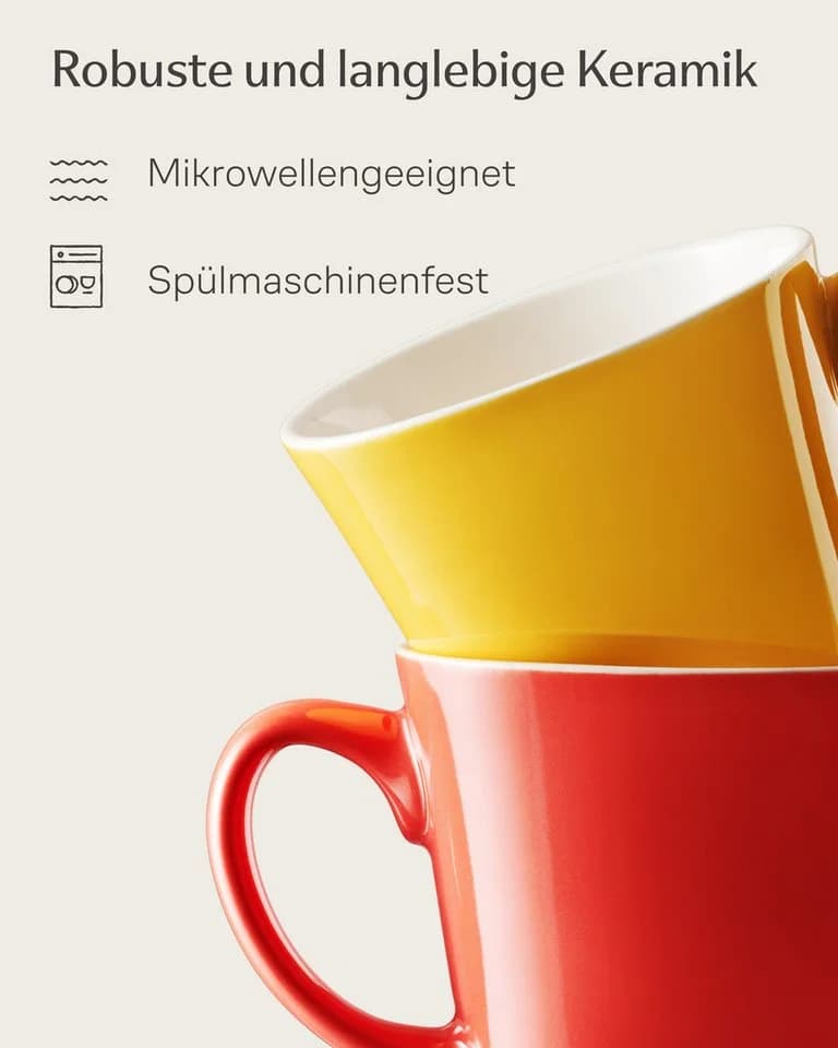 Cosumy Espressotassen Set 6-tlg. mit Untertassen Keramik 70ml Bunt - Bild 4