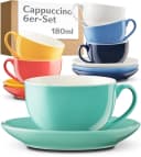 Cosumy Cappuccino Tassen Set 6er mit Untertassen Keramik Bunt 180ml Bild 2