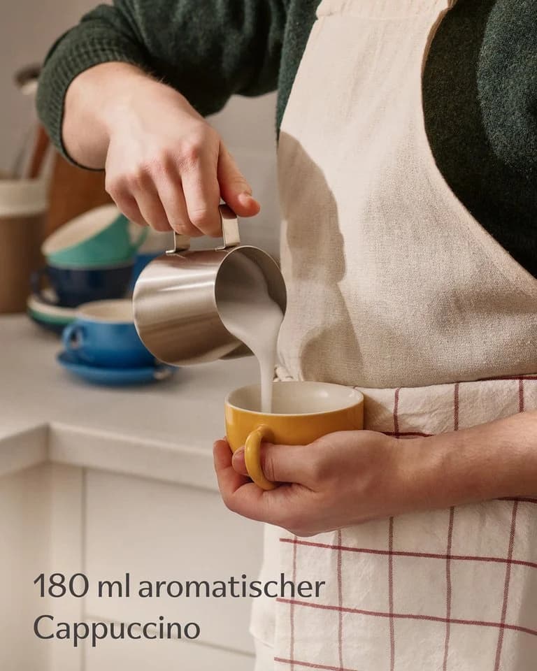 Cosumy Cappuccino Tassen Set 6er mit Untertassen Keramik Bunt 180ml - Bild 3
