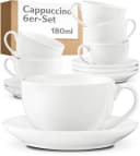 Cosumy Cappuccino Tassen Set 6er mit Untertassen Keramik Weiß Bild 2