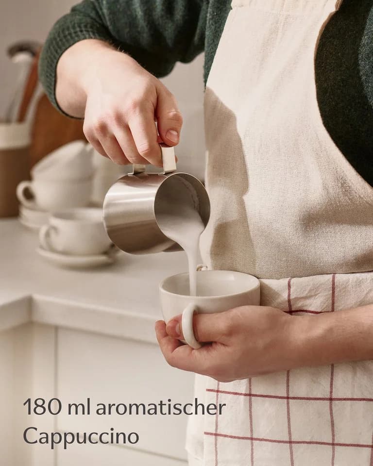 Cosumy Cappuccino Tassen Set 6er mit Untertassen Keramik Weiß - Bild 3