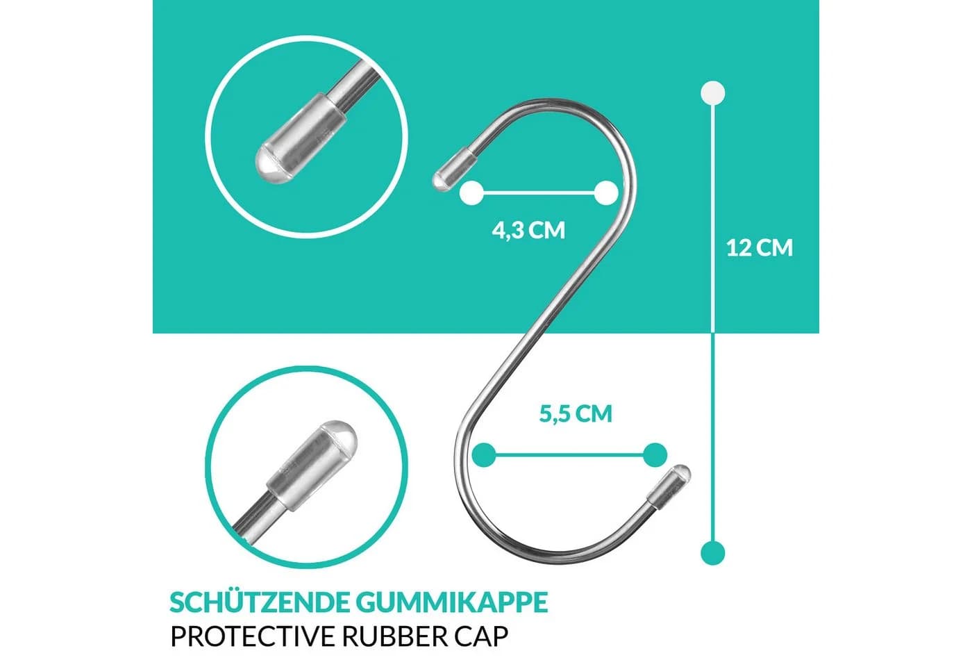 Praknu S-Haken Set 16-tlg. Edelstahl Silber Rostfrei - Bild 2