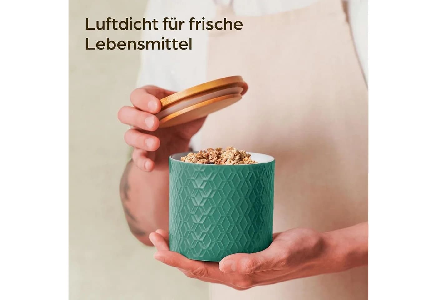 Praknu Vorratsdose Keramik 3er-Set Türkis Luftdicht