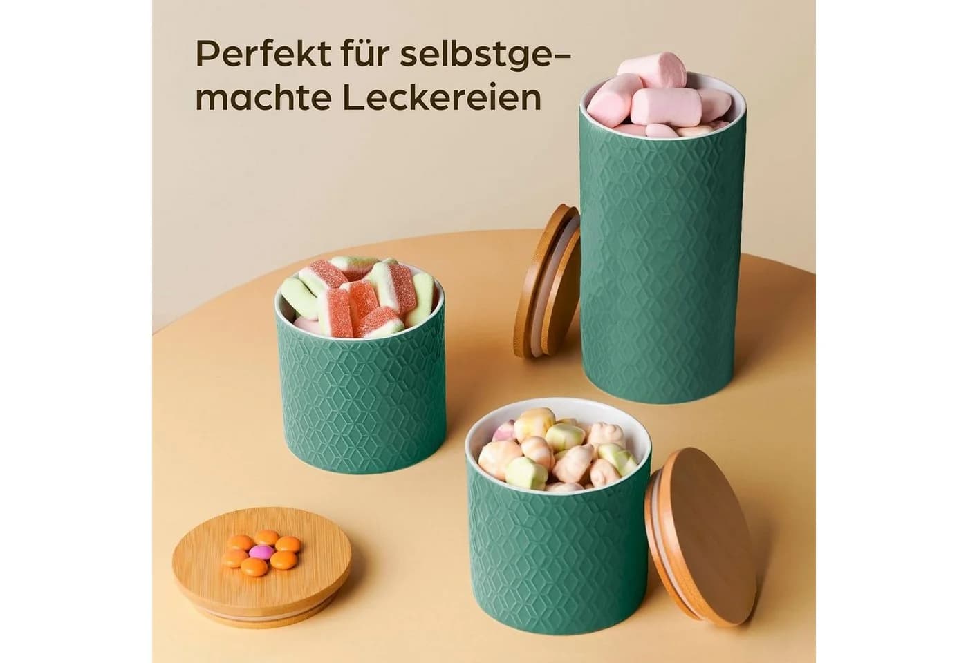 Praknu Vorratsdose Keramik 3er-Set Türkis Luftdicht - Bild 3