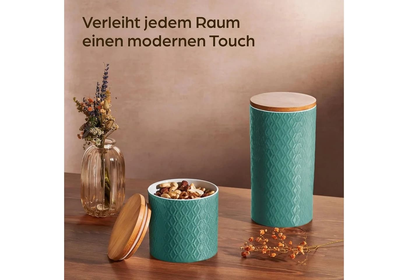 Praknu Vorratsdose Keramik 3er-Set Türkis Luftdicht - Bild 5
