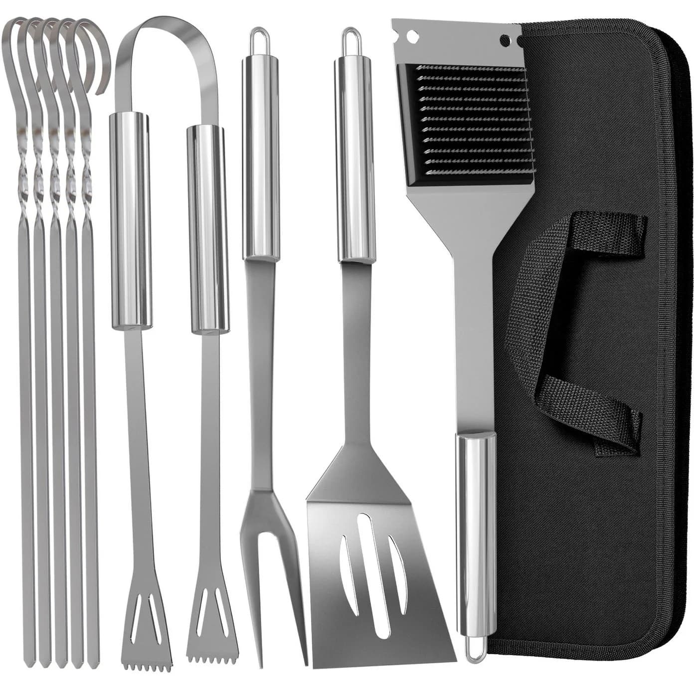 Praknu Grillbesteck-Set 9-tlg. Edelstahl mit Tragetasche - Bild 2