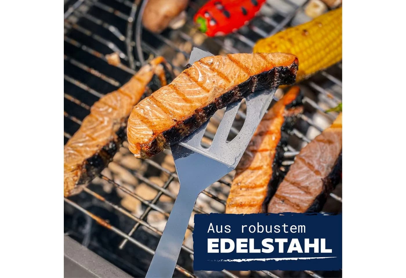 Praknu Grillbesteck-Set 9-tlg. Edelstahl mit Tragetasche - Bild 3