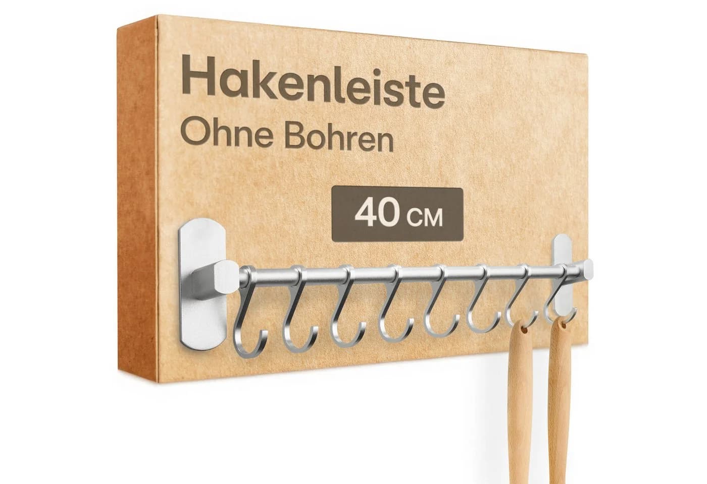 Praknu Hakenleiste Silber 8 Haken Ohne Bohren Selbstklebend - Bild 2