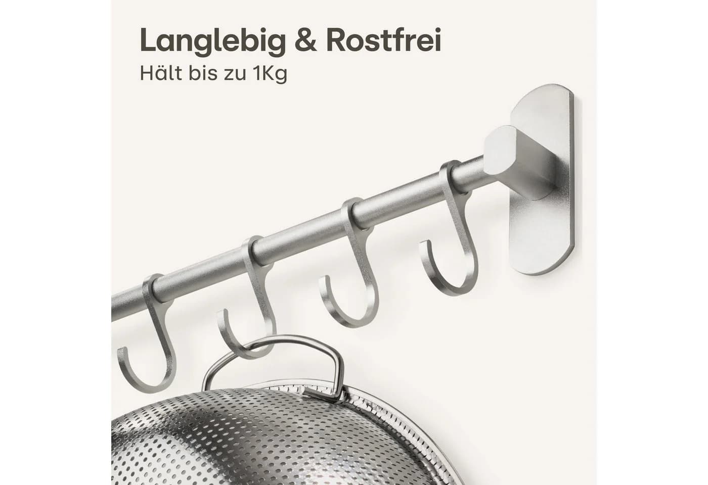 Praknu Hakenleiste Silber 8 Haken Ohne Bohren Selbstklebend - Bild 5