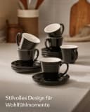 Cosumy Espressotassen-Set 6-tlg. mit Untertassen Schwarz Keramik 70ml Bild 1