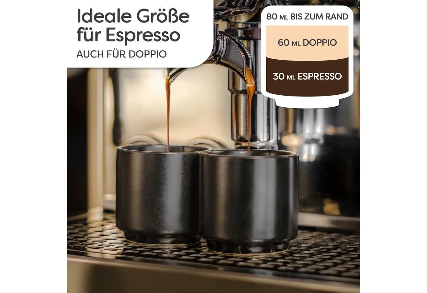Cosumy Espressotasse 4er Set Schwarz Keramik Stapelbar - Bild 4
