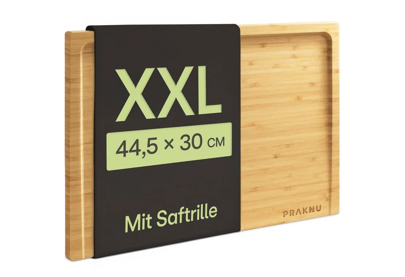 Praknu XXL Schneidebrett Bambus mit Saftrille - Bild 2