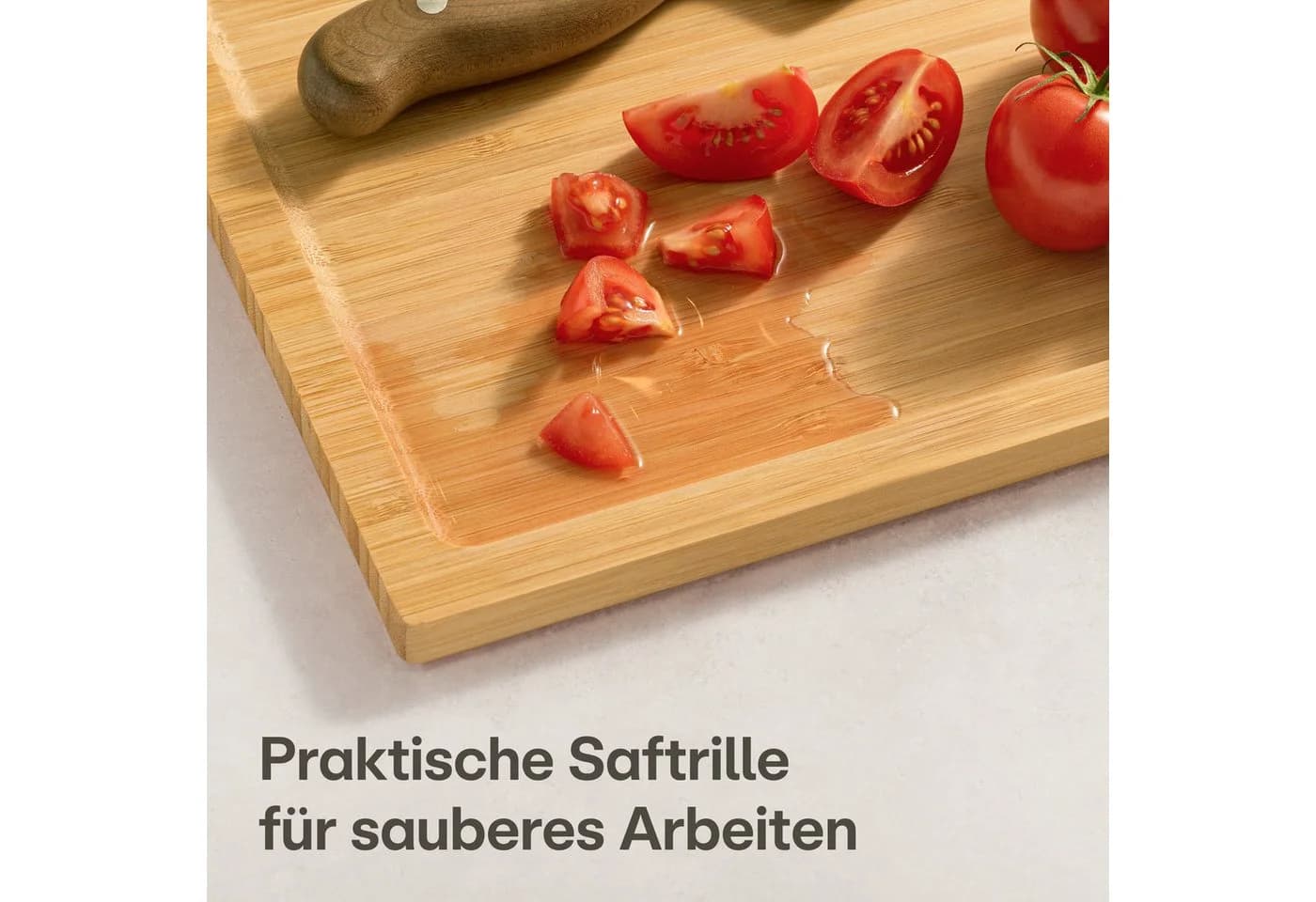 Praknu XXL Schneidebrett Bambus mit Saftrille - Bild 3