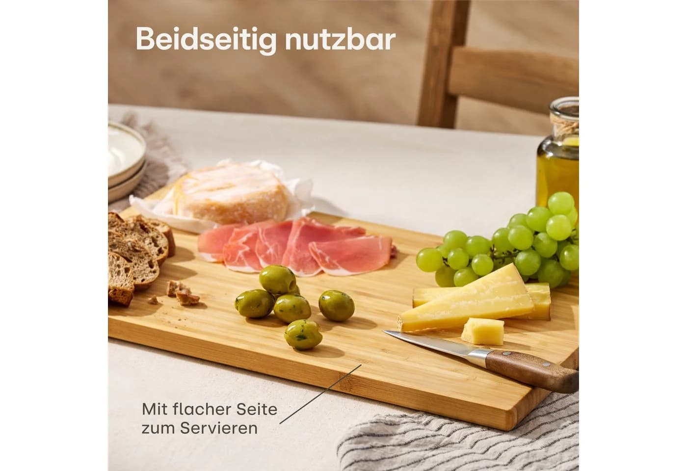 Praknu XXL Schneidebrett Bambus mit Saftrille - Bild 4