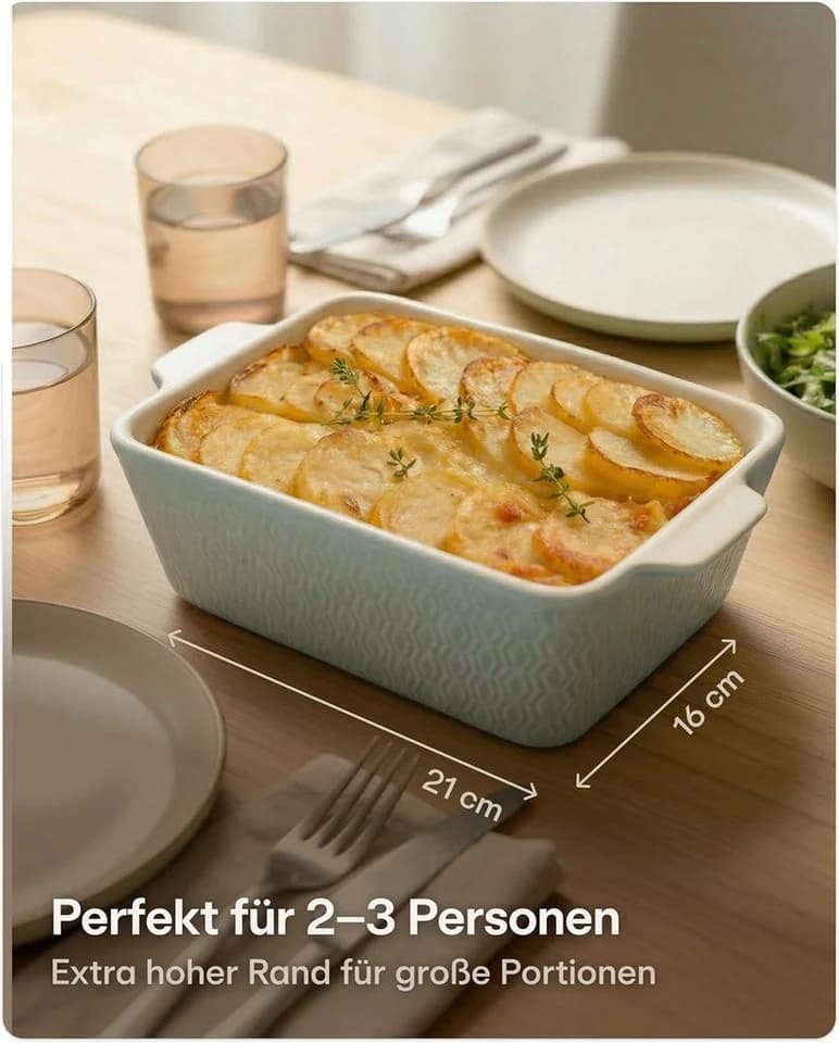 Praknu Auflaufform Klein Blau Keramik Antihaft