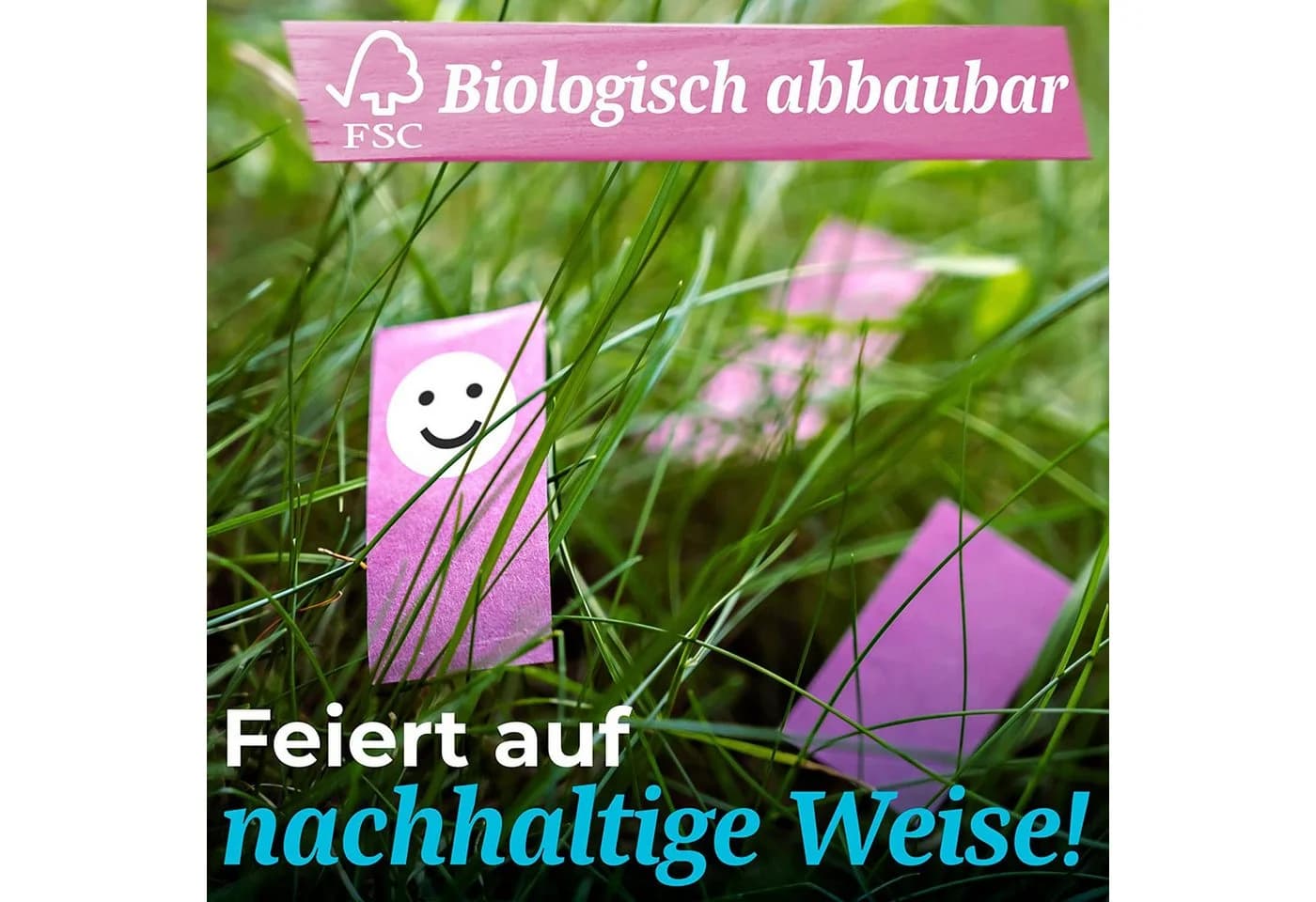 Praknu Konfetti Gender Reveal Kanone 2 Rosa & 2 Blau Biologisch Abbaubar - Bild 4