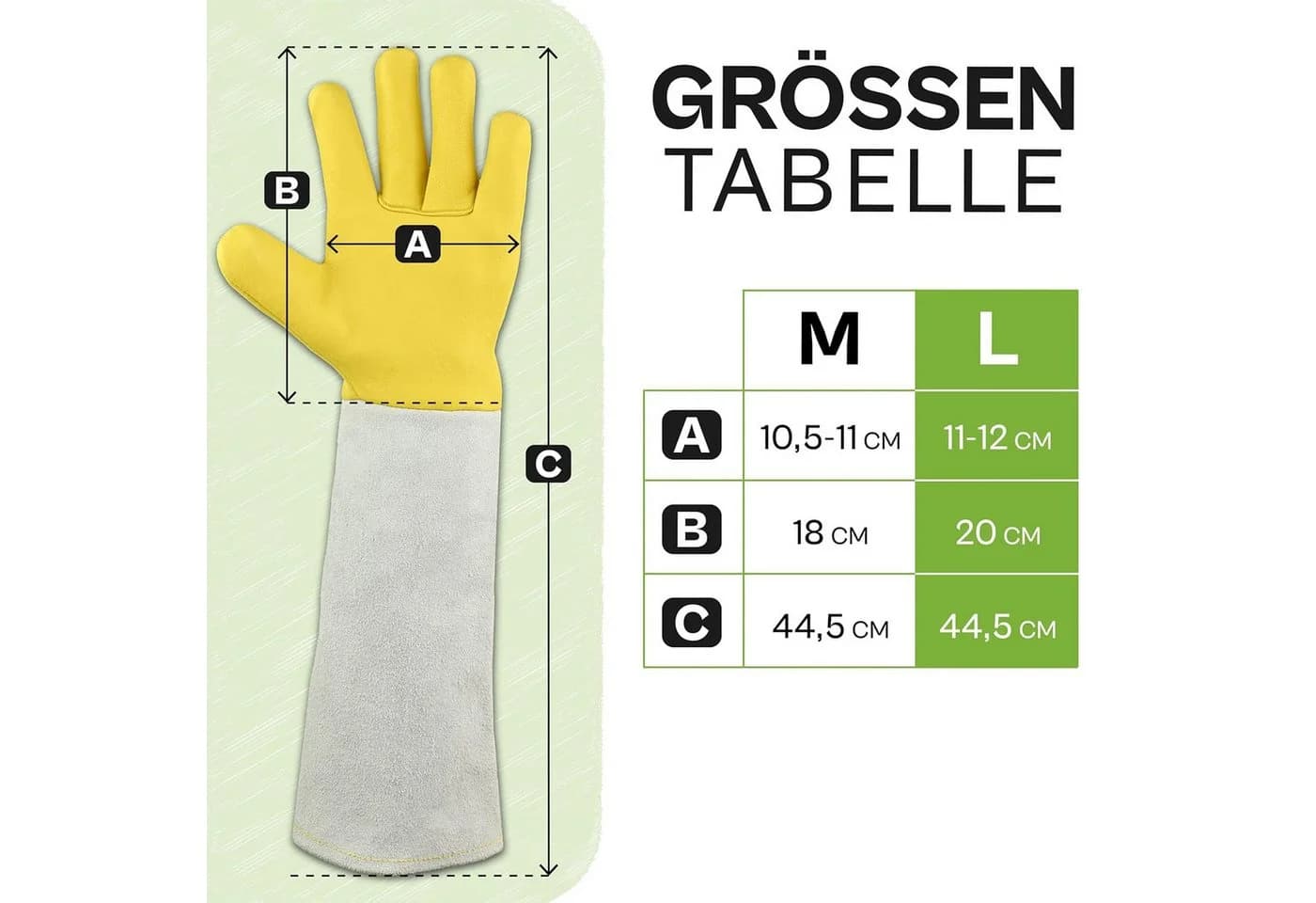 Praknu Gartenhandschuhe Leder Dornenfest L Gelb/Grau - Bild 3