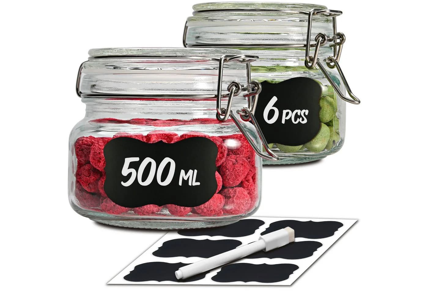 Praknu Vorratsglas Set 6-tlg. 500ml Glas mit Bügelverschluss - Bild 2