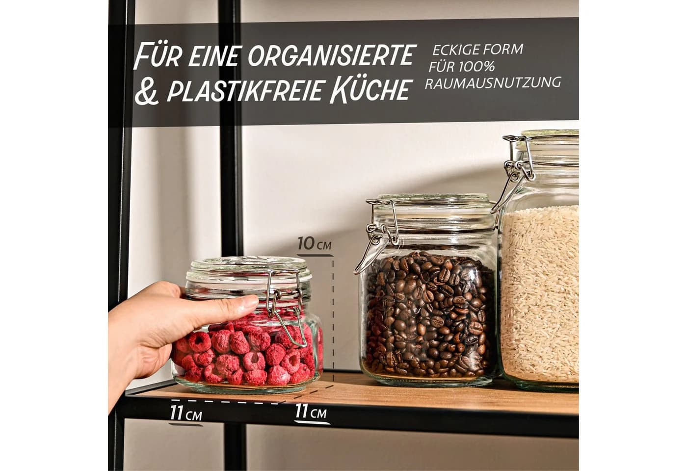 Praknu Vorratsglas Set 6-tlg. 500ml Glas mit Bügelverschluss - Bild 3