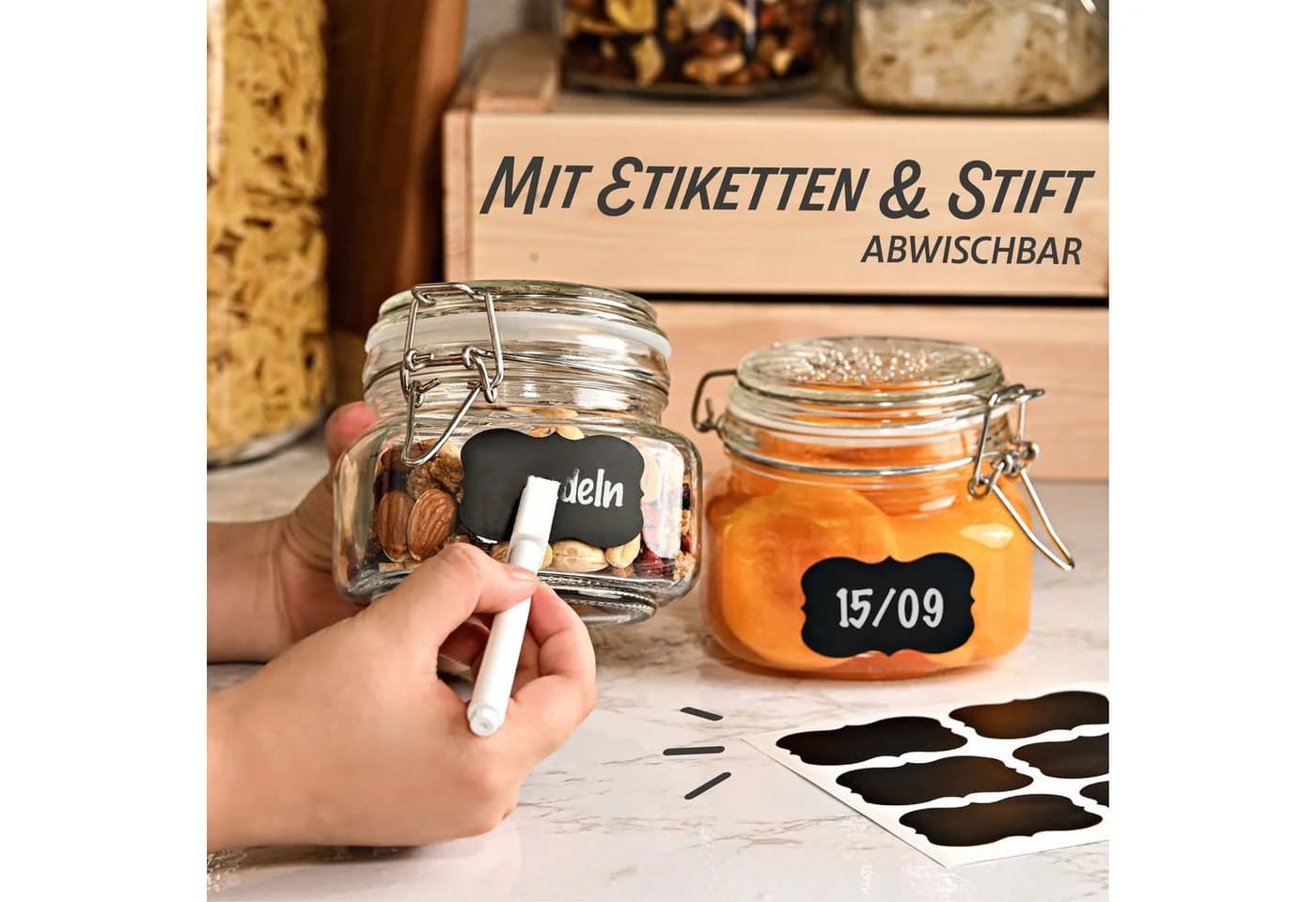 Praknu Vorratsglas Set 6-tlg. 500ml Glas mit Bügelverschluss - Bild 4
