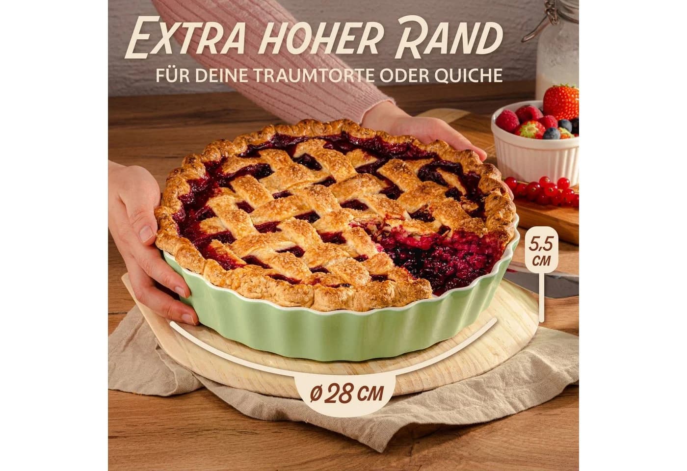 Praknu Keramik-Tarteform 28cm Grün Antihaft