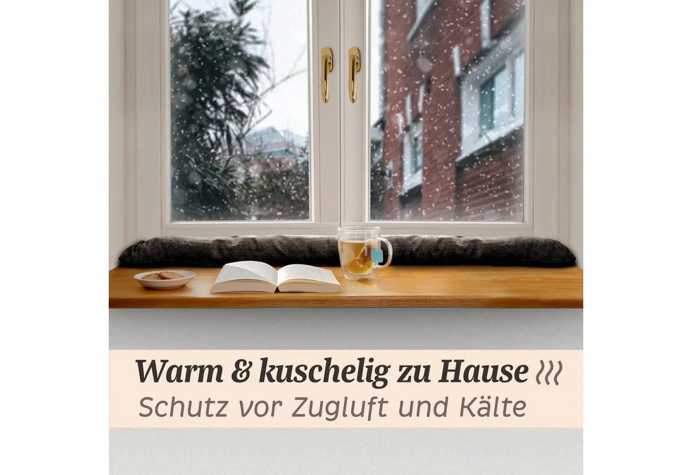 Praknu Zugluftstopper Grau 120cm - Waschbar & Energiesparend