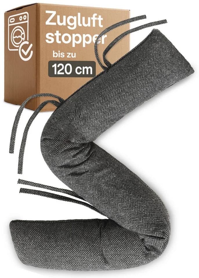 Praknu Zugluftstopper Grau 120cm - Waschbar & Energiesparend - Bild 2