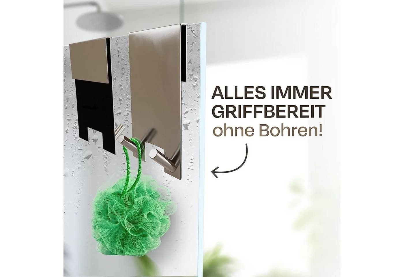 Praknu Handtuchhaken 2 Haken für Duschwand Silber Ohne Bohren