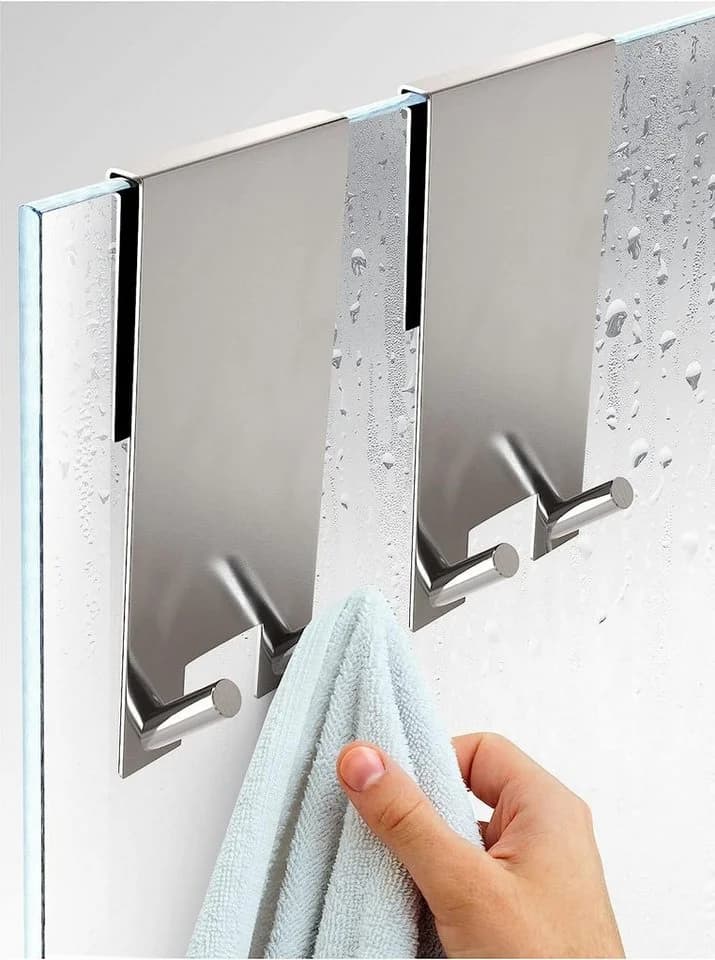 Praknu Handtuchhaken 2 Haken für Duschwand Silber Ohne Bohren - Bild 2