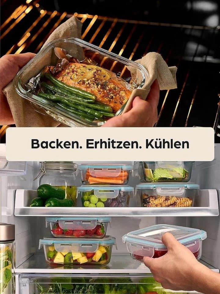 Praknu Frischhaltedose Glasbehälter 4er Set 500ml Spezialglas - Bild 5