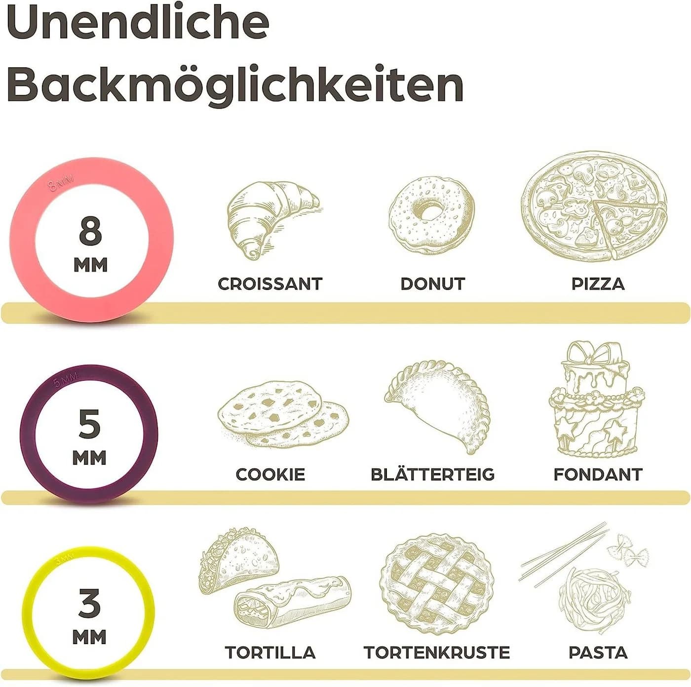 Praknu Nudelholz 2er Set mit Abstandshalter Buchenholz FSC - Bild 3