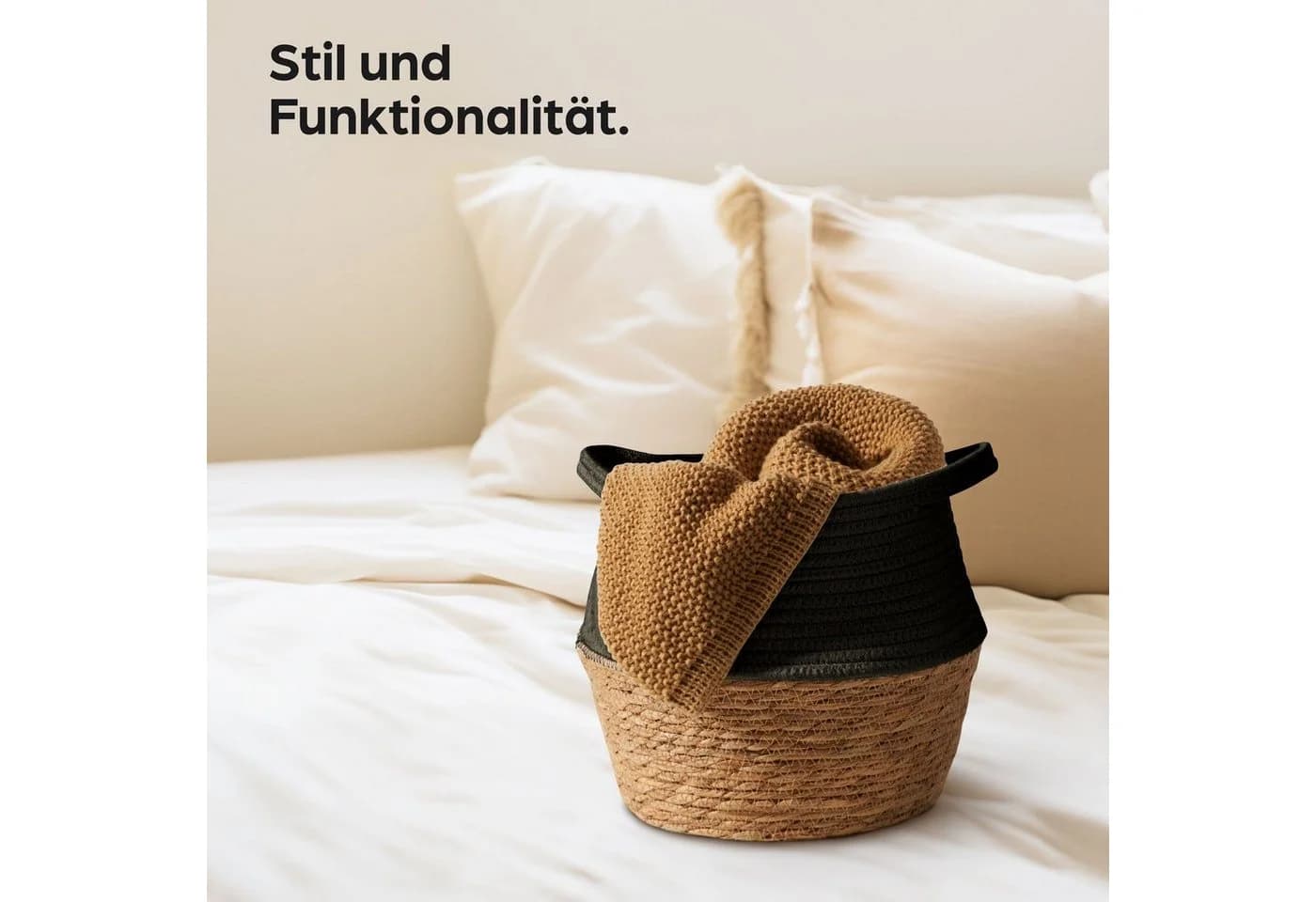 Praknu Aufbewahrungskorb Blumentopf Seegras Baumwolle Mittelgroß Braun - Bild 5
