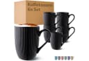 Cosumy Kaffeetassen 6er Set Schwarz Matt 350ml Keramik Streifenmuster Bild 2
