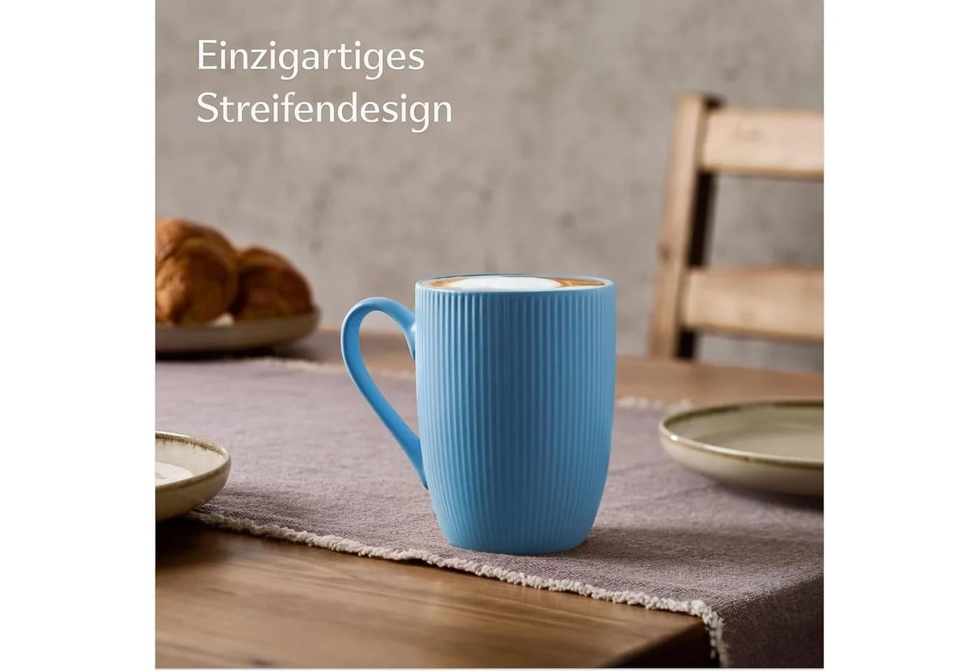 Cosumy Kaffeetassen 6er Set Modern Bunt Keramik Streifenmuster
