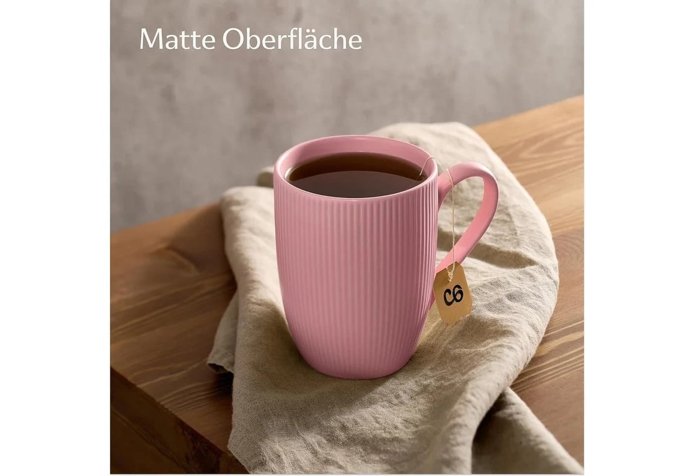 Cosumy Kaffeetassen 6er Set Modern Bunt Keramik Streifenmuster - Bild 3