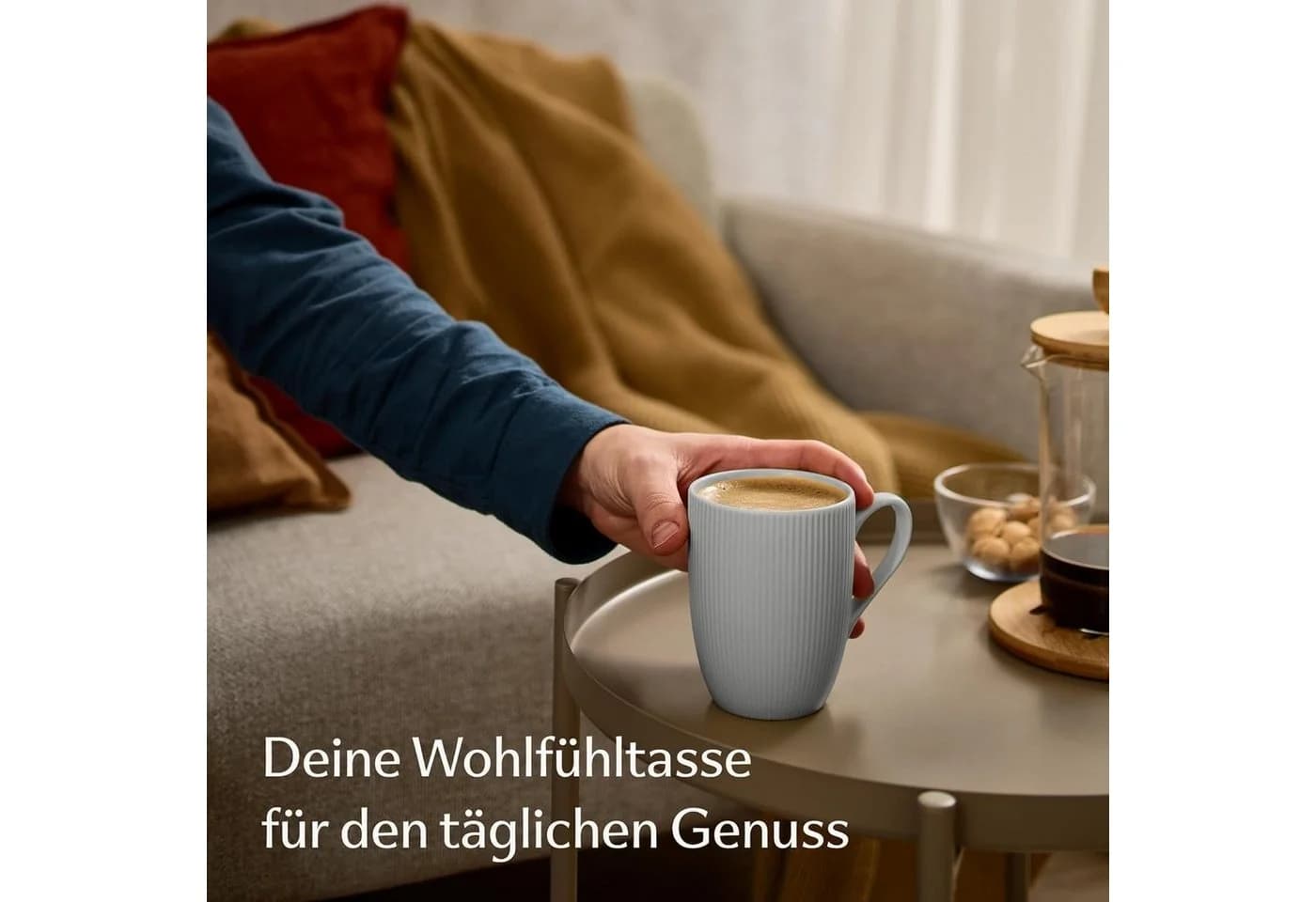 Cosumy Kaffeetassen 6er Set Modern Bunt Keramik Streifenmuster - Bild 4