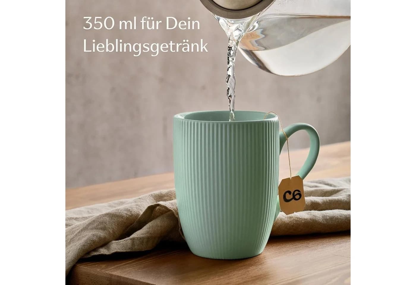 Cosumy Kaffeetassen 6er Set Modern Bunt Keramik Streifenmuster - Bild 5