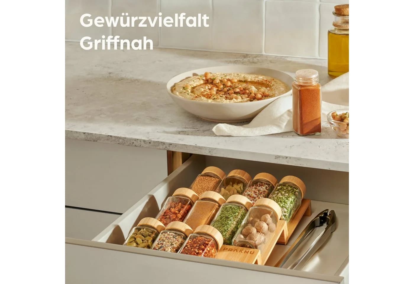 Praknu Schubladeneinsatz Gewürzregal Bambus FSC-zertifiziert - Bild 5
