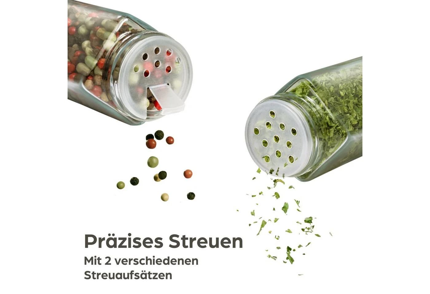 Praknu Gewürzstreuer Gewürzgläser Eckig mit Bambusdeckel - 12er Set - Bild 5