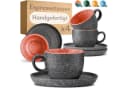 Cosumy Espressotassen 4er Set mit Untertassen 90 ml Keramik Rot Bild 2