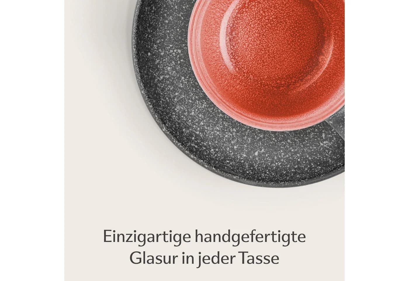 Cosumy Espressotassen 4er Set mit Untertassen 90 ml Keramik Rot - Bild 3