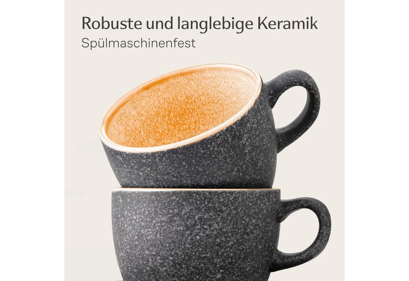 Cosumy Espressotassen Set 4-tlg. mit Untertassen 90ml Keramik Gelb - Bild 5