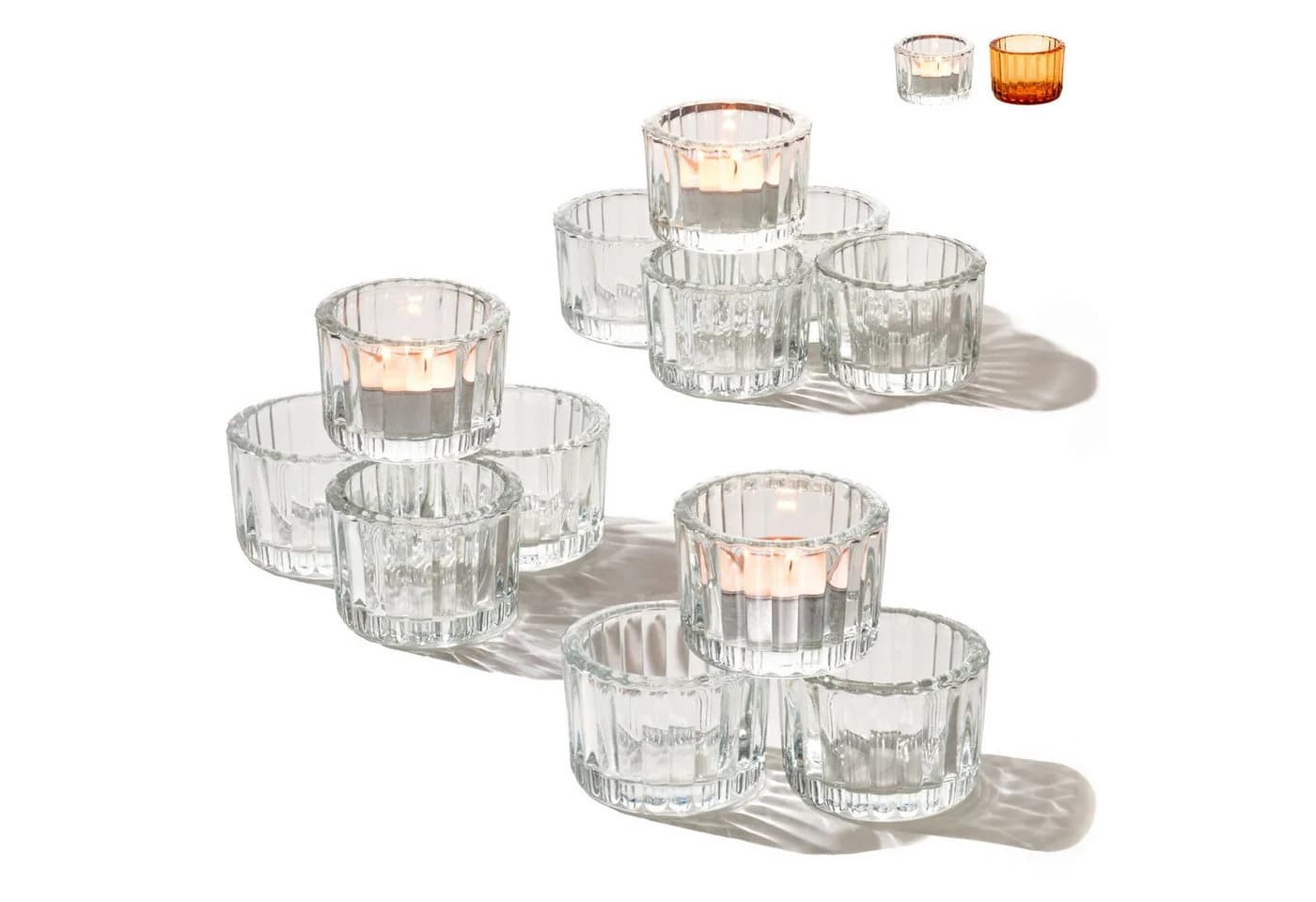 Praknu Teelichthalter Glas Klein 12er Set Transparent - Bild 2