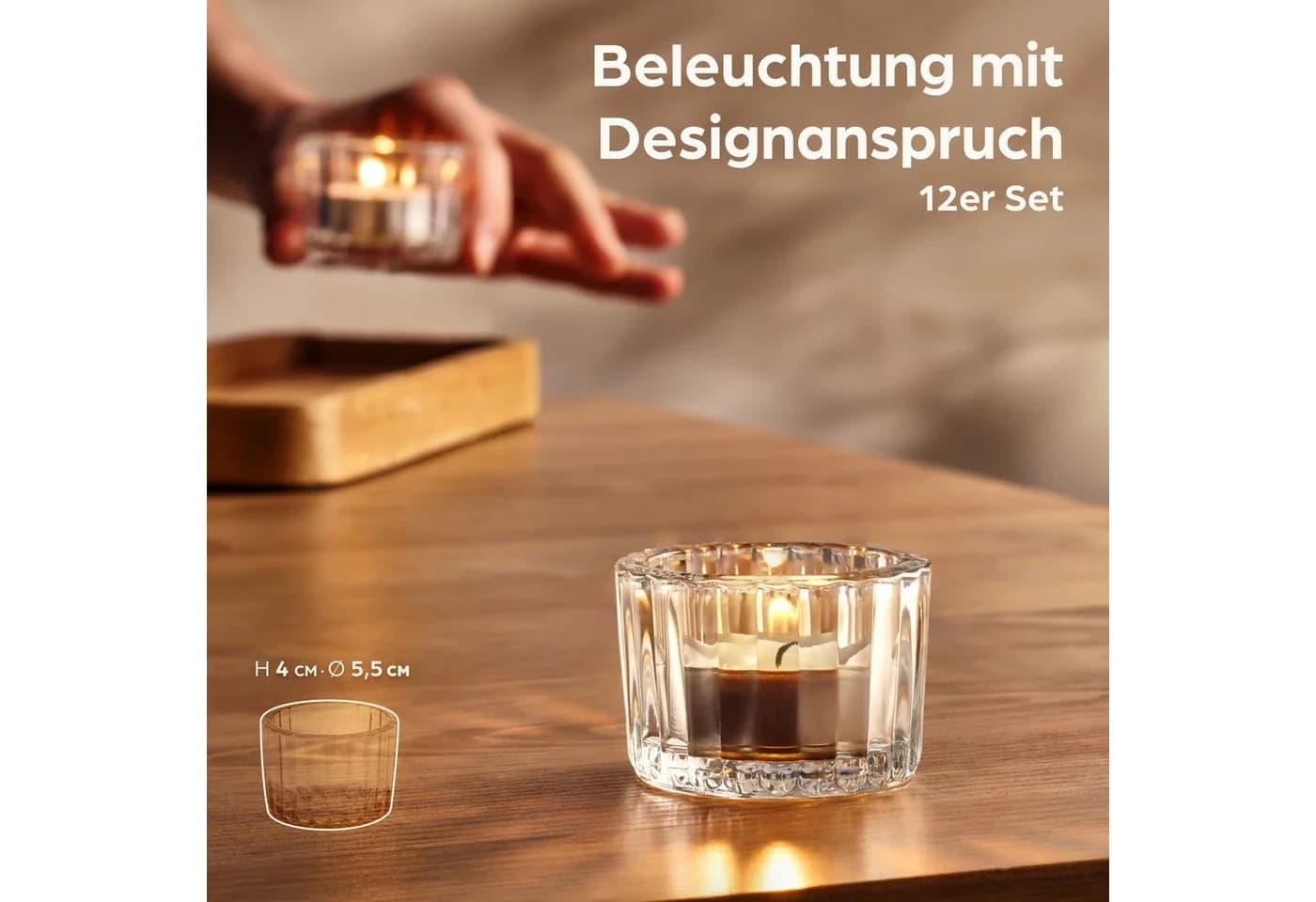 Praknu Teelichthalter Glas Klein 12er Set Transparent - Bild 4